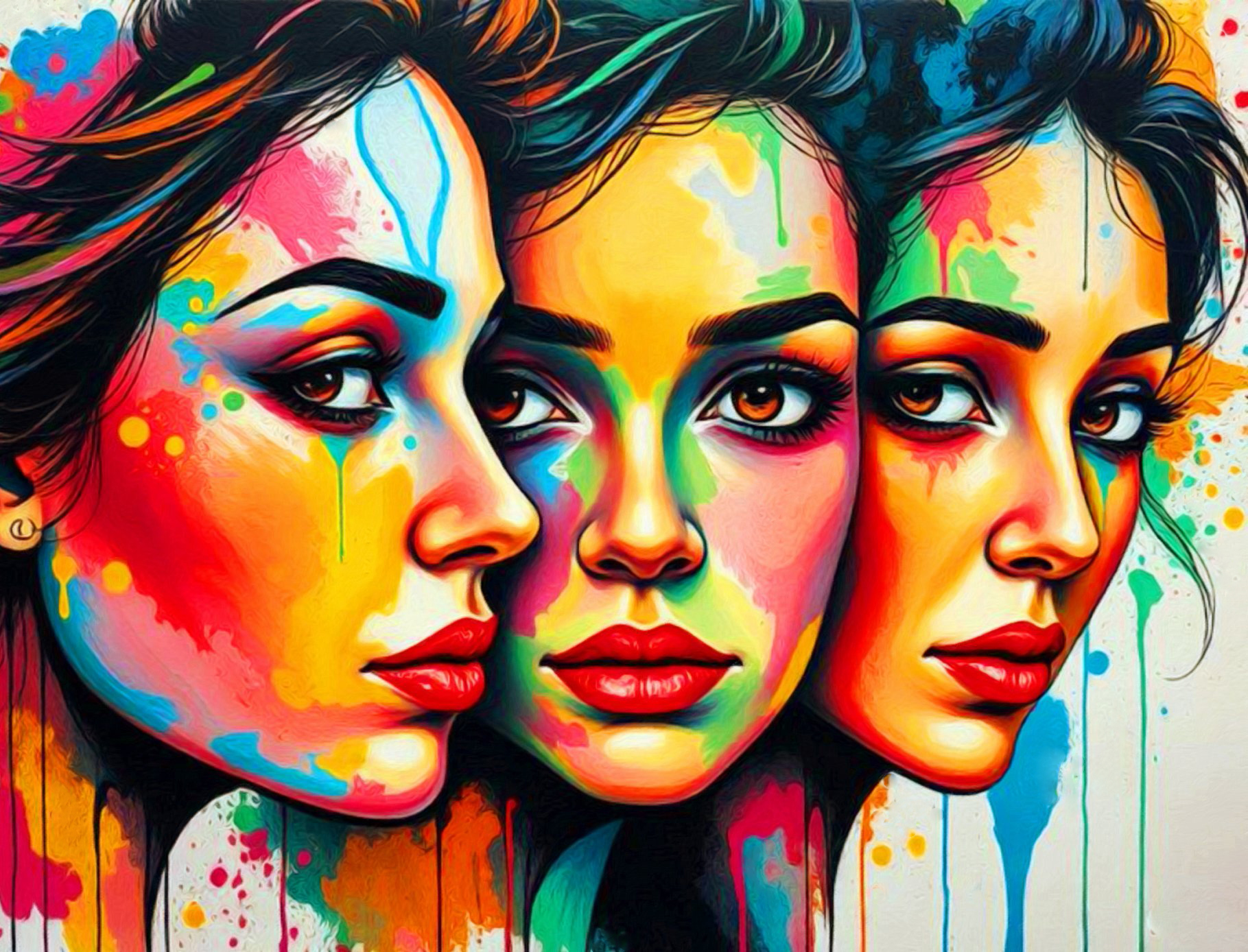 3 gesichter bunt pop art -peggy liebenow